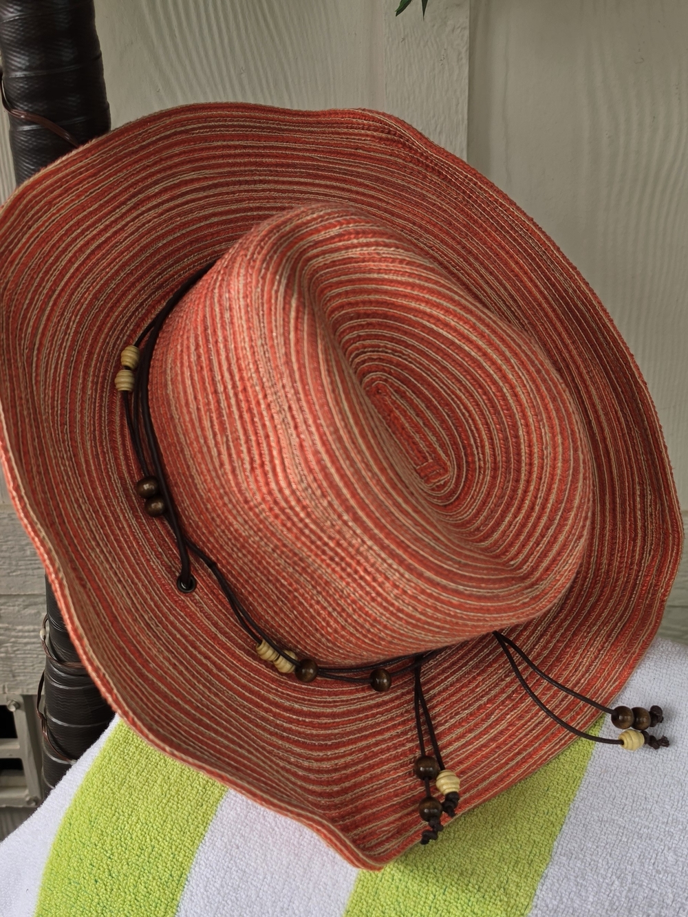NWOT Sunday Afternoons Women's Orange Straw Sun Hat with Beaded Trim